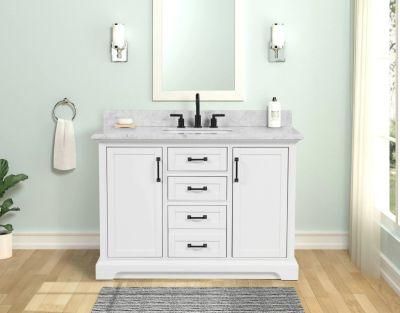 Carrara White Undermount Single Sink Bathroom Vanity with White Natural Marble Top