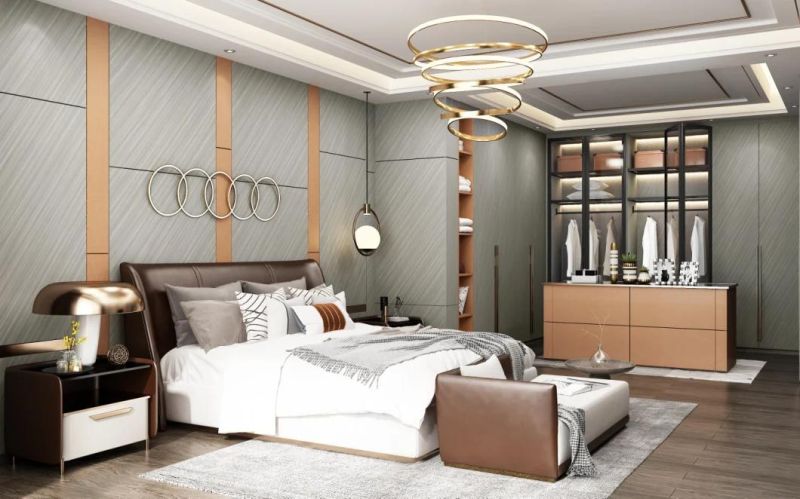 Interior Decoration Wardrobe Luxury Black Master Bedroom Furniture Set with Drawers