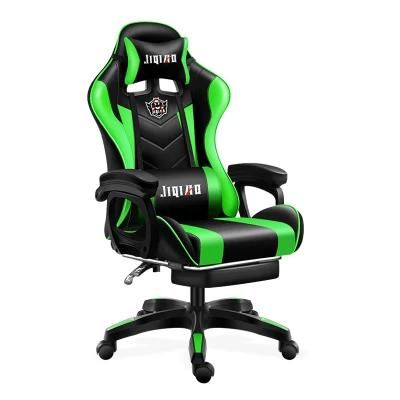 High Back Ergonomic Swivel Adjustable PU Leather Computer Silla Gamer Green Racing Gaming Chair