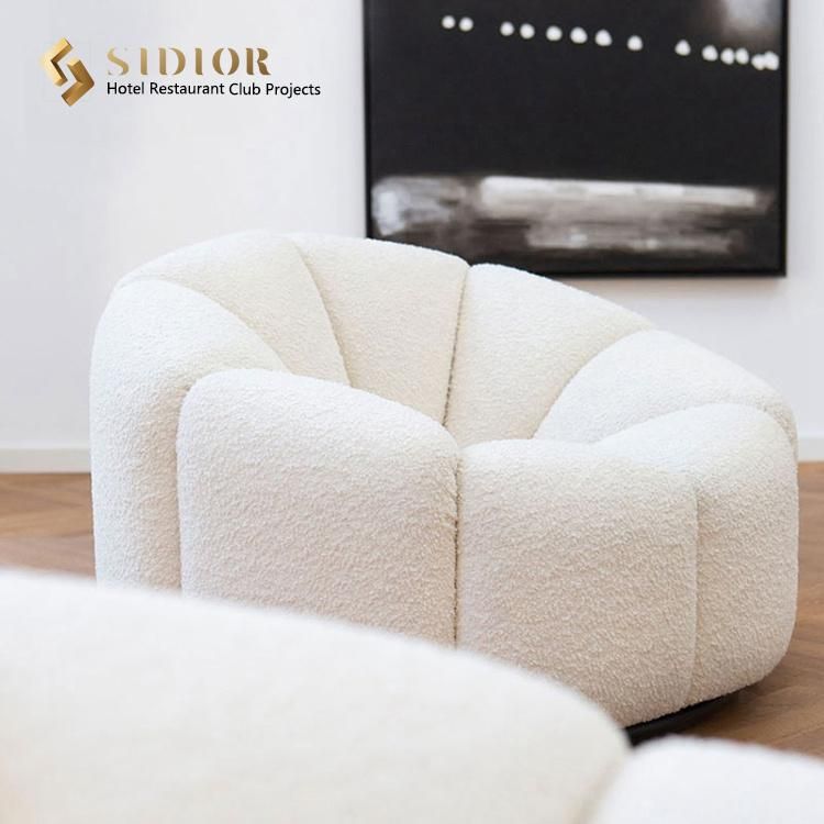 Modern Minimalist Style Wooden Legs Fabric Lounge Sofa for Cafe