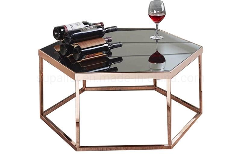 Simple Design Modern Metal Black Marble Coffee Table