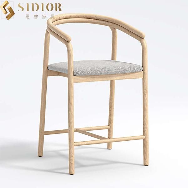 Modern Solid Wood Commercial Small Custom Luxury Solid Wood Bar Stools with Backs