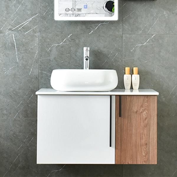 European Sanitary Ware MDF Color Contrast Wash Basin Bathroom Vanity with Side Cabinet