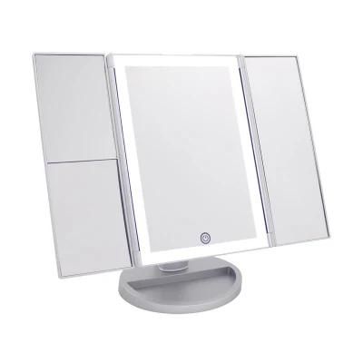 Hot Selling Furniture Mirror Trifold LED Makeup Mirror Touch Sensor Standing Mirror