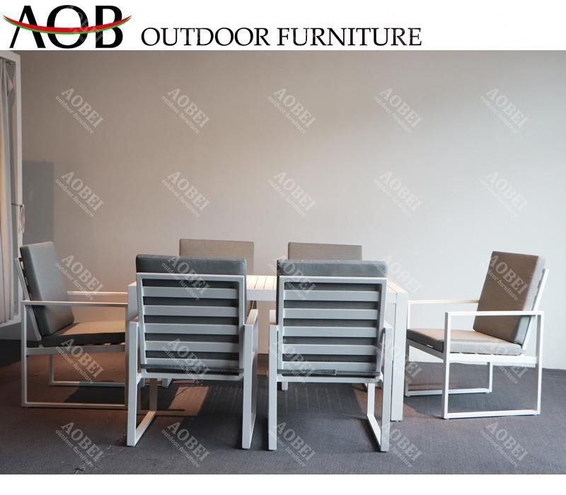 Modern Outdoor Exterior Garden Patio Hotel Home Villa Aluminum Dining Table Chair Furniture Set