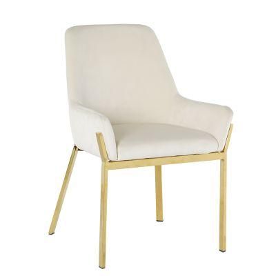 Modern Hotel Comfortable Restaurant Gold Legs High Back Velvet Dining Chair