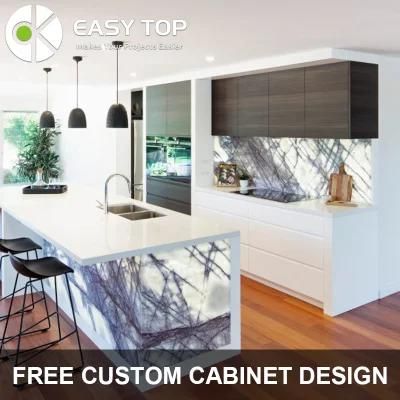 Canada PVC Wood Grain White Design Cupboard Modern MDF Kitchen Cabinets Furniture
