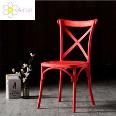 Factory Supply Stacking Cafe Use Cross X Back Plastic Wedding Chair