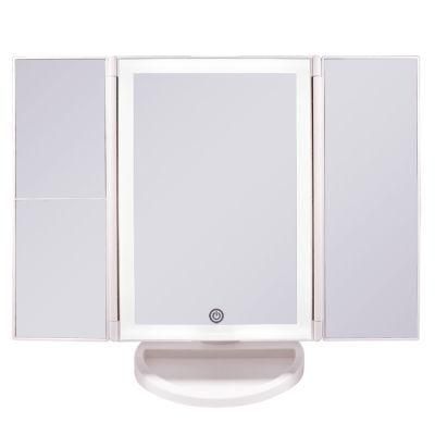 Hot Selling Home Products Trifold LED Makeup Mirror with 2X 3X Magnifying Mirror Beauty Salon Mirror