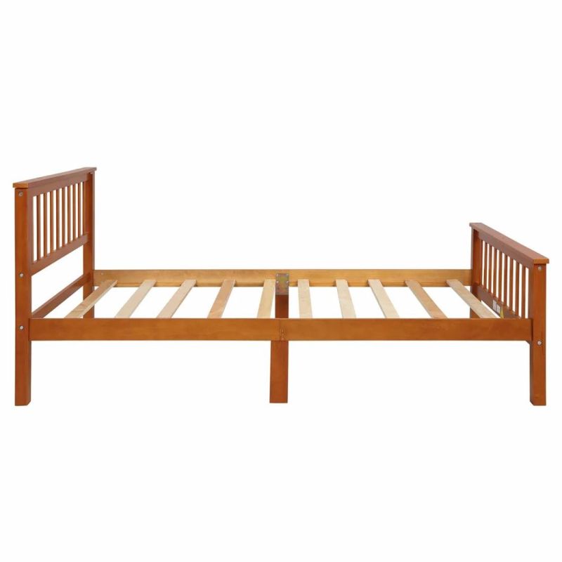 Solid Wood Bed Frame with Headboard and Footboard