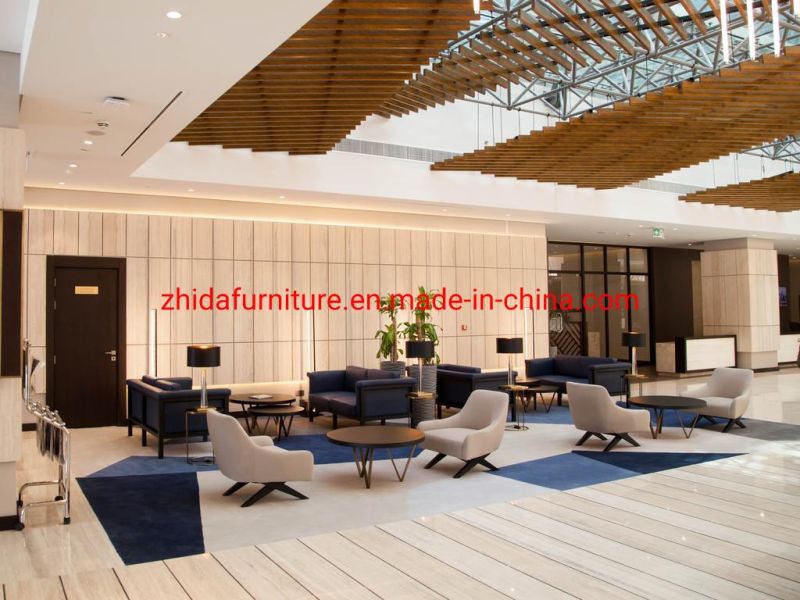 Zhida 5 Star Hotel Lobby Furniture Public Hall Furniture Modern Leisure Chair Reception Table and Chair Sofa Set for Project