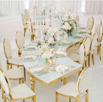 Luxury Royal Gold Ghost Dining Table Chair 1+10 on Sale Modern Stackable Metal Resin Hotel Banquet Restaurant Wedding Chair