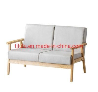 High Quality Hotel Durable Solid Wood Sofa Set Modern Design Living Room Furniture Single Fabric Wooden Leisure Sofa Chair