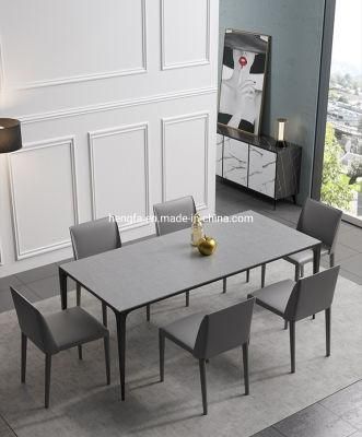 Modern Home Kitchen Furniture Sets Steel Base Marble Dining Table