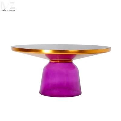 Modern Designer Furniture Nordic Style Hotel Gold Round Glass Coffee Table Round Bell Side Coffee Table