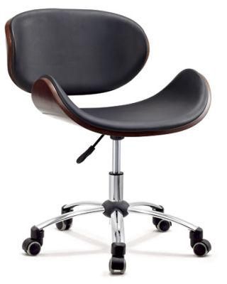 Novel Design Black Leather Chair Frame Wooder Curve Wooden Chair