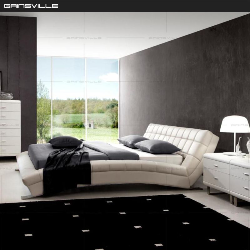 Italian Modern Leather King Size Bed for Bedroom Furniture