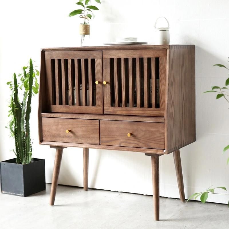 Small Wooden Storage Cabinet with 2 Drawer Mini Dining Sideboard Storage