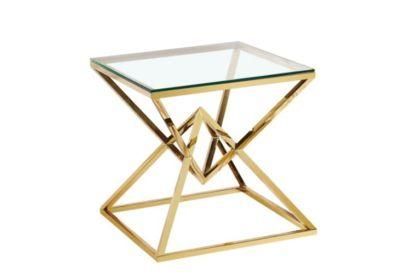 Luxury Home Outdoor Furniture Stainless Steel Rose Golden Mirror Glass Dining Table for Living Room