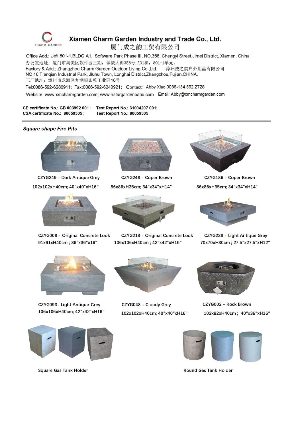 Ready to Ship Charm Garden Outdoor Patio Propane or Natural Gas Modern Fire Pit Table
