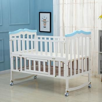 Painted Solid Wood Baby Cot Unique 3 in 1 Baby Furniture with Cradle