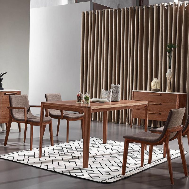 Manufacturer Price Scandinavian Style Wooden Dining Room Furniture 6 Seater Dining Table Set