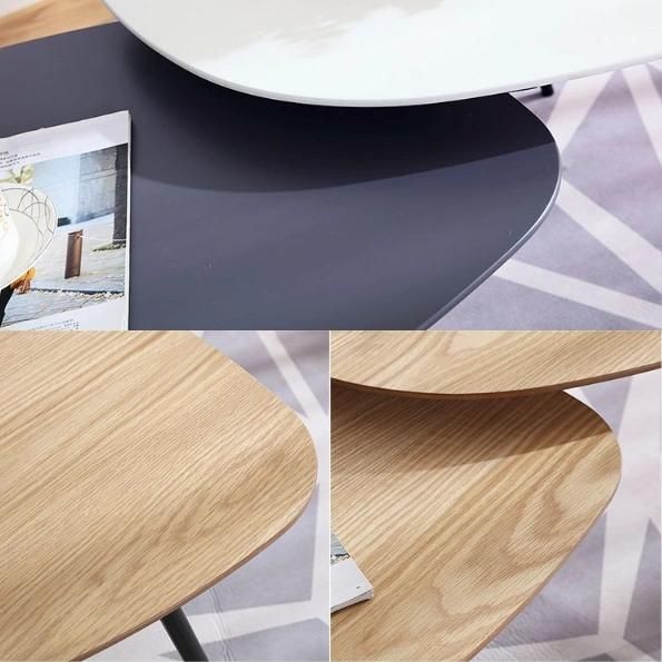 Modern Nordic Living Room Furniture Wood Top Metal Leg Coffee Table