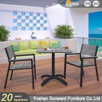 Hot Sale Sunward Customized Garden Resort Hotel Outdoor Leisure Patio Dining Restaurant Aluminum Plastic Wood Chair and Table Furniture