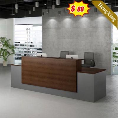 Modern Design Dark Grey Color Wooden Office Furniture Square Reception Table