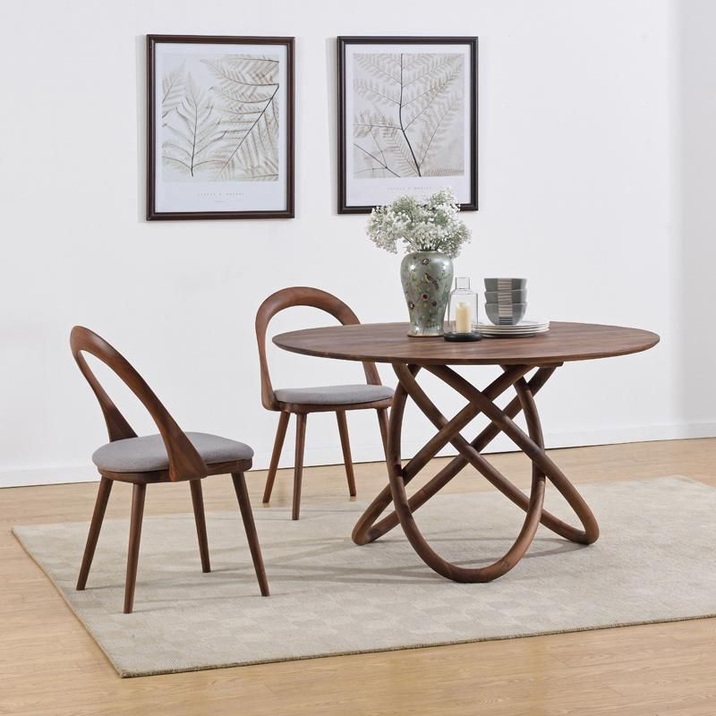 Solid Wood Furniture Modern Round Kitchen Wooden Dining Table Set