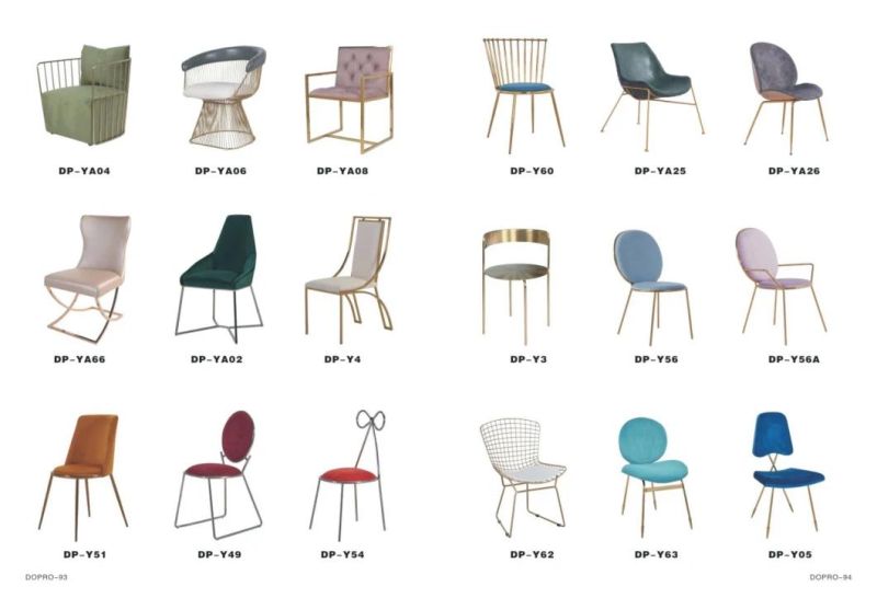 European Style Retro Pattern Stainless Steel PU Dining Chair