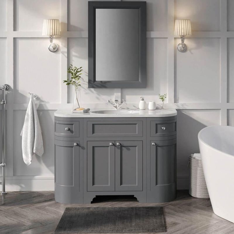 Floor Mounted Bathroom Vanity Cabinets Waterproof Painted Plywood Vanities with Bath Mirrored