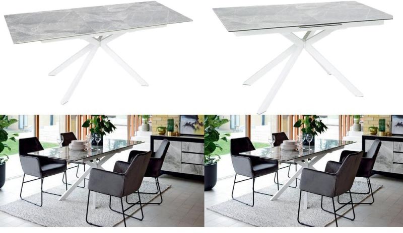 Factory China Wholesale Home Hotel Furniture Modern Extendable MDF White Gloss Dining Table