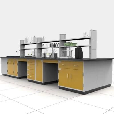 Good Quality, Good Price Pharmaceutical Factory Steel Lab Furniture with Top Glove Box, Wholesale Hospital Steel Epoxy Resin Lab Bench/