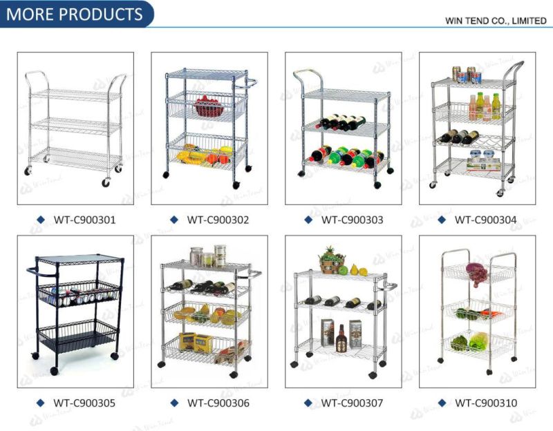 6 Tiers Kitchen Cart Metal Chrome Trolley Adjustable Shelving