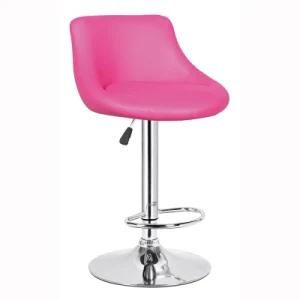Modern PU Adjustable Swivel Chromed Base Bar Chair with Footrest