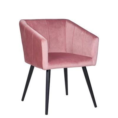 Modern Luxury Home Living Room Banquet Lounge Furniture Sofa Chair Flannelette Backrest Metal Black Steel Dining Chair
