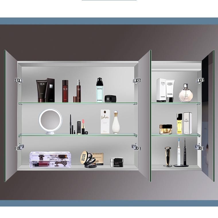 Luxury Sanitary Ware Double Mirror Cabinet Frameless Medicine Cabinet with Adjustable Glass Shelf