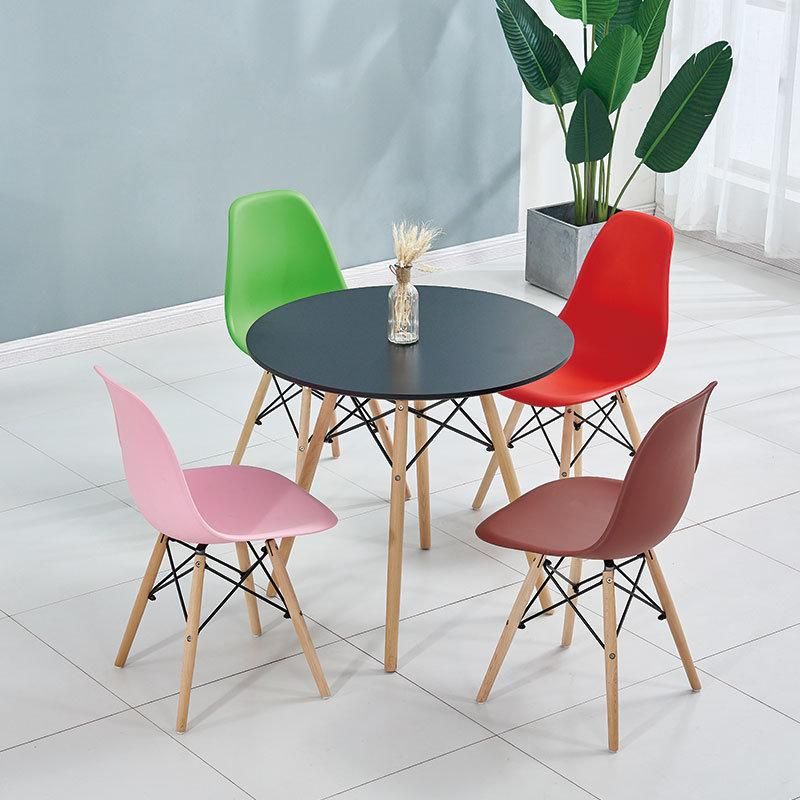 Modern French Home Furniture Kitchen Dining Room Set Cafe PP Plastic Chairs with Wood Legs