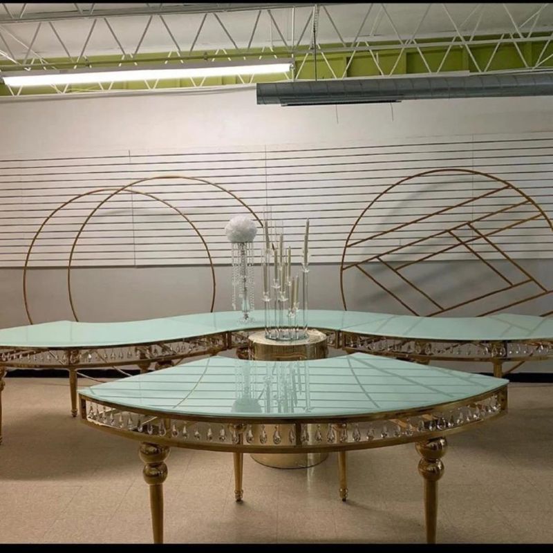 Event Rental Gold Stainless Steel Mfd Top Party Used Round Banquet Tables for Sale