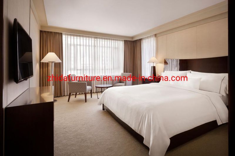 China Customize Modern 5 Star Dubai Luxury Hotel Used Bedroom Furniture Set King Size Wooden Bed with TV Unit