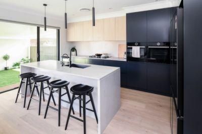 Black and Wooden Vaneer Combination Cupboard Modern Furniture MDF Custom Kitchen Cabinets Design