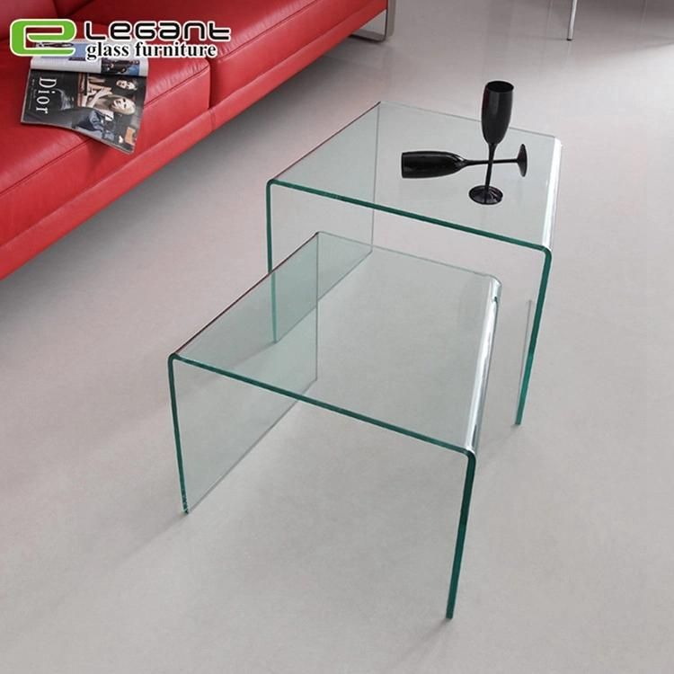 Sandblasting Glass Nesting Table Furniture