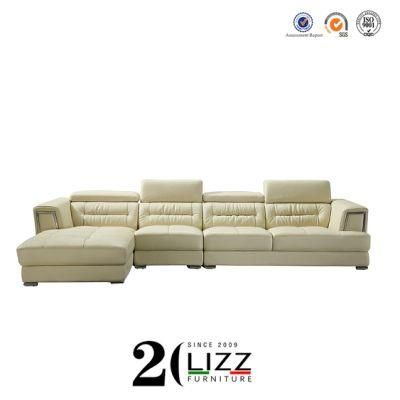 Corner Sofa Furniture Modern Design Leather Couch with Adjustable Headrest
