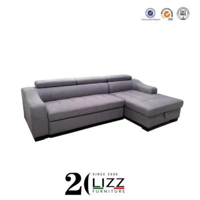 European Stylish Modern Living Room Genuine Leather&Fabric Sofa Bed