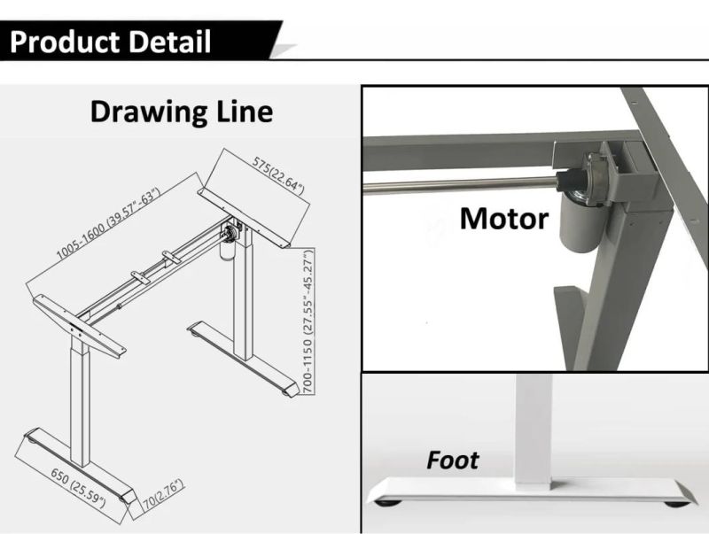 30000+ Times Fatigue Test Electric Office Standing up Desk Frame Adjustable Height Computer Desk