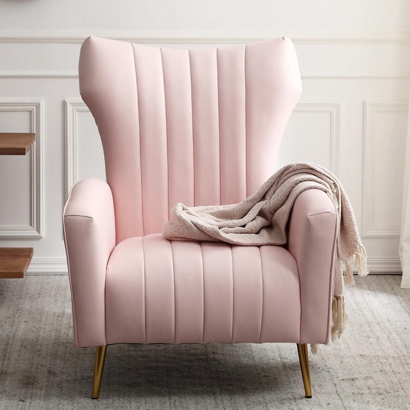 2021 Pink Design New Arrival Modern Metal Legs Leisure Chair