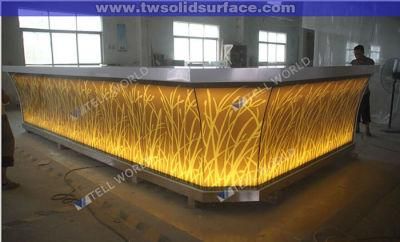 Customized Counter Modern LED Cafe Shop Corian Acrylic Solid Surface Bar Counter