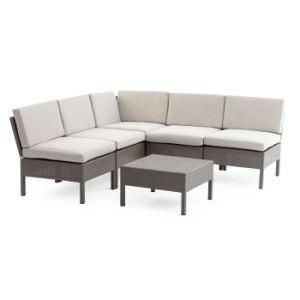 Modern Sectional Resin Wicker Fabric Leisure Furniture Outdoor Recliner Sofa with Aluminium Frame