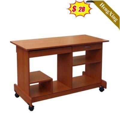 a Table with Wheels Log Color School Student Furniture Wooden Office Computer Table with Storage Cabinet